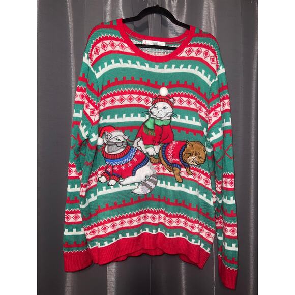 Ugly Christmas Sweater Xmas Size XXL Cat - Picture 1 of 3